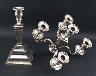 Large Antique Late 19thC Continental.  835 Silver 5 - Light Candelabra Candlestick 11