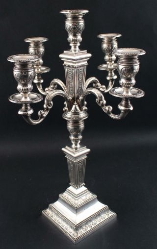 Large Antique Late 19thC Continental.  835 Silver 5 - Light Candelabra Candlestick 5
