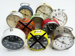 8 Vintage Alarm Clocks Junghans Kienzle Kaiser Jaz Wind Up Mechanical Desk