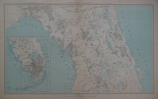 Civil War Topo Map Florida Forts Military Roads Jacksonville Everglades