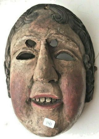 Old Guatemalan Mexican Mayan Folk Art Dance Of The Conquest Mask La Malinche