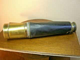 Brass telescope World War I with leather case,  makers mark 2