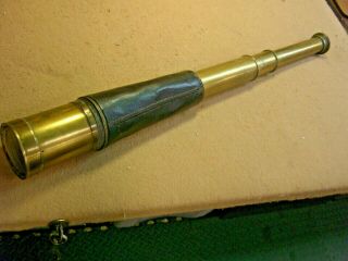 Brass telescope World War I with leather case,  makers mark 3