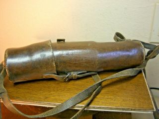 Brass telescope World War I with leather case,  makers mark 7