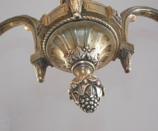 Stunning French Art Nouveau 3 Arm Brass Chandelier White Hexagon Shades 1039 11