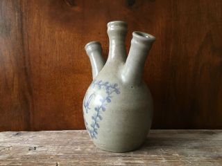 Rare Edo Period Stoneware Tulip Vase Bottle V.  O.  C.  Dutch East India Company 4