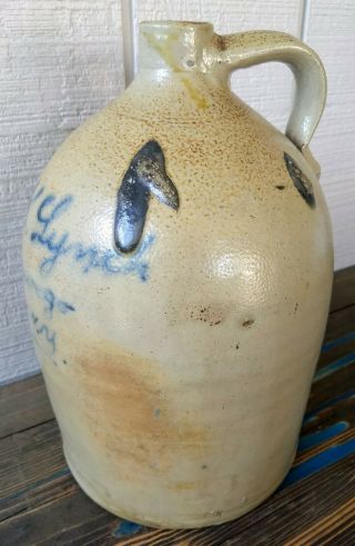 Antique Stoneware Script Jug,  2 gal w/Turkey Droppings,  John K.  Lynch Oswego,  NY 10