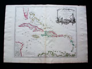1757 Vaugondy - " Big Folio Map " Of Central America,  West Indies,  Cuba,  Jamaica
