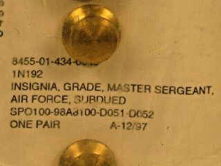 USAF US Air Force Master Sergeant Rank Insignia Subdued Metal Pin Pair 4