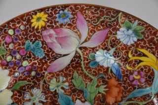 Chinese Millefleur Flower Porcelain Plate Qianlong Mark Bats Republic Period 10