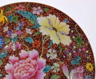 Chinese Millefleur Flower Porcelain Plate Qianlong Mark Bats Republic Period 3