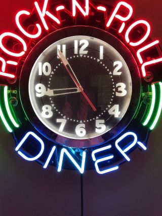 Neon Rock - N - Roll Diner Clock.  A Knock Out Piece In Any Room.