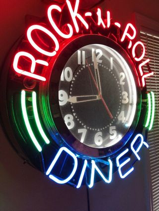 Neon Rock - N - Roll Diner Clock.  A Knock Out Piece In Any Room. 4