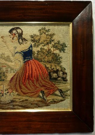 MID/LATE 19TH CENTURY NEEDLEPOINT OF A GIRL WITH HER PET SPANIEL - c.  1870 3