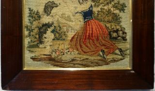 MID/LATE 19TH CENTURY NEEDLEPOINT OF A GIRL WITH HER PET SPANIEL - c.  1870 5
