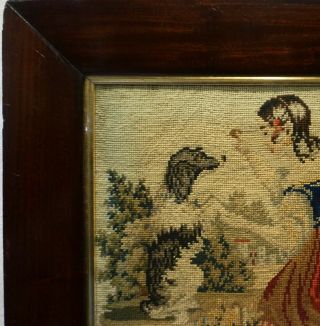 MID/LATE 19TH CENTURY NEEDLEPOINT OF A GIRL WITH HER PET SPANIEL - c.  1870 6