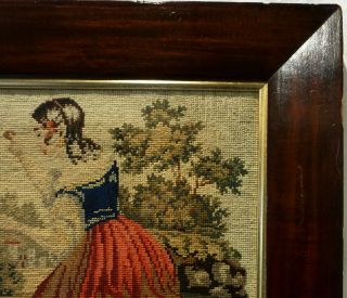MID/LATE 19TH CENTURY NEEDLEPOINT OF A GIRL WITH HER PET SPANIEL - c.  1870 7