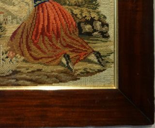 MID/LATE 19TH CENTURY NEEDLEPOINT OF A GIRL WITH HER PET SPANIEL - c.  1870 9