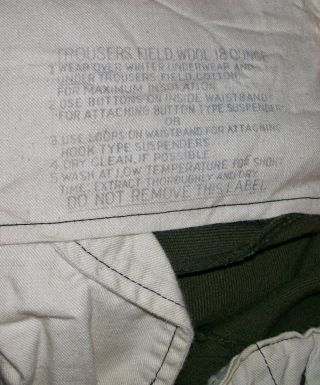Vtg Korean War M - 1951 Trousers Field Wool Serge 18 oz.  sz XSmall - Regular 29 x 33 6