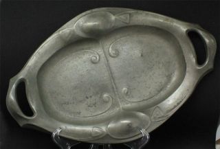 Antique German Ornate Art Nouveau/jugendstil Pewter Tray/fruit Bowl C.  1900 2