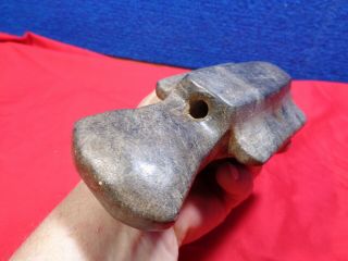 NATIVE AMERICAN CARVED STONE PIPE ARTIFACT 9