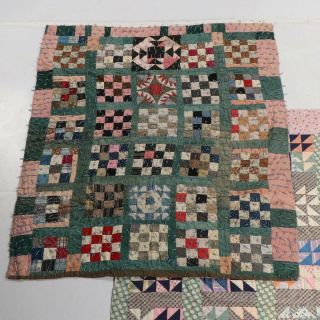 Antique Handmade Hand Stitched Patchwork Tie Feedsack Thick Quilt 65” X 82”