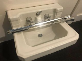 Antique White Porcelain Ceramic Bathroom Sink 1944 vintage art deco mid century 6