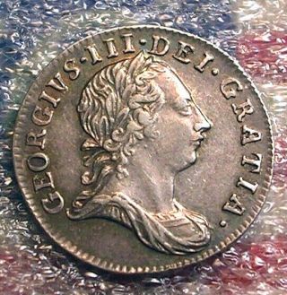 1762 GEORGE III BRITISH SILVER THREEPENCE 3 PENNY DAYS OF OLD COLONIAL COIN AU 3
