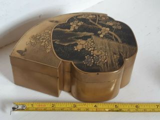 Antique Japanese Oriental Gold Lacquer Snuff Box Pot Meiji 19th Century 11
