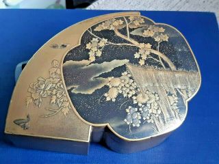 Antique Japanese Oriental Gold Lacquer Snuff Box Pot Meiji 19th Century