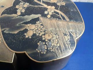 Antique Japanese Oriental Gold Lacquer Snuff Box Pot Meiji 19th Century 6
