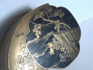 Antique Japanese Oriental Gold Lacquer Snuff Box Pot Meiji 19th Century 9
