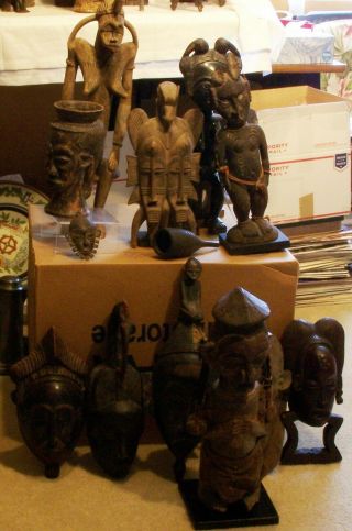 Very old Benin cast bronze figure of a warrior with large sword 10