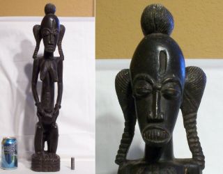 Very old Benin cast bronze figure of a warrior with large sword 11