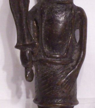 Very old Benin cast bronze figure of a warrior with large sword 3