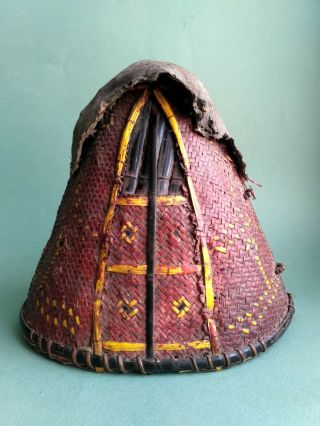 Old Nagaland headhunter hat,  Naga tribe warrior headdress.  Burma,  East India 10