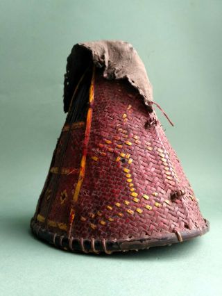 Old Nagaland headhunter hat,  Naga tribe warrior headdress.  Burma,  East India 12