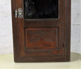 Vintage Hand Carved Wood Kitchen Medicine Apothecary Small Wall Cabinet mirror 2