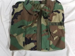 Army Field Jacket (circa 1995),  Woodland,  Size LR.  BONUS Helmet liner 7 1/4 4