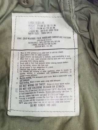 Army Field Jacket (circa 1995),  Woodland,  Size LR.  BONUS Helmet liner 7 1/4 5