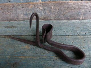 Antique Primitive Minors Tommy Stick Candle Holder 19thc Primitive Hand Forged