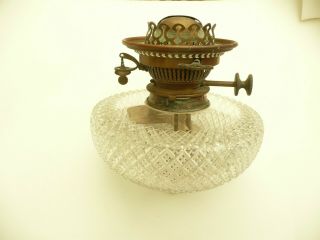 Antique Victorian Hinks Burner And Crystal Cut Glass Font C1890 Oil Lamp