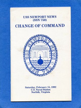 Submarine Uss Newport News Ssn 750 Change Of Command Navy Ceremony Program