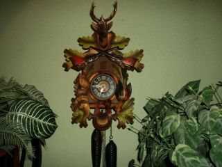 Vintage German Black Forest Carved 8 Day Cuckoo Clock