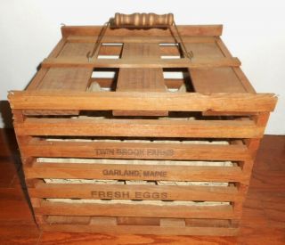 Antique Vintage Wooden Egg Crate W/ Inserts Twin Brooks Farm Garland Maine