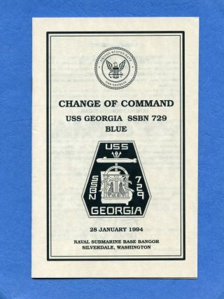 Submarine Uss Georgia Ssbn 729 Change Of Command (blue) Navy Ceremony Program 3