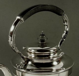 English Sterling Tea Set Kettle & Stand 1901 Queen Anne Manner 4