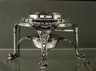 English Sterling Tea Set Kettle & Stand 1901 Queen Anne Manner 8