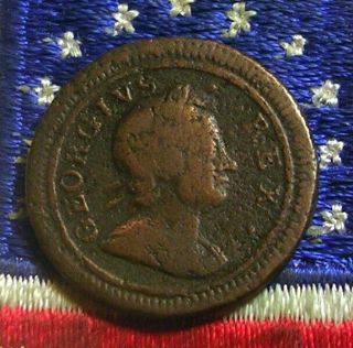 1719 George Farthing Nota Half Penny Token British Colonial / Old Redcoat Coin