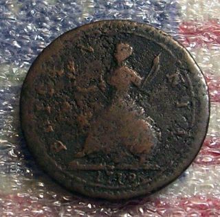 1719 GEORGE FARTHING NOTA HALF PENNY TOKEN BRITISH Colonial / OLD REDCOAT Coin 4